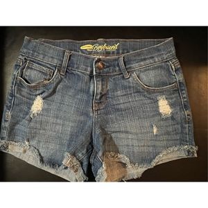 Old Navy Women 0 Blue Denim Boyfriend Distressed Raw Hem Low Raise‎ Short